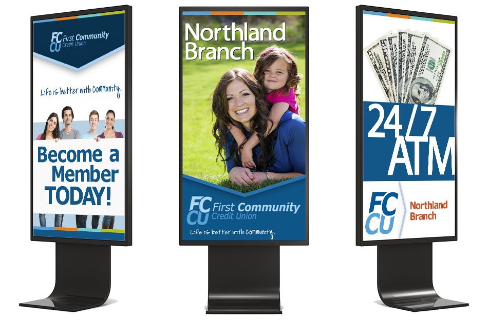 Financial Industry Digital Signage Kiosks Illustration